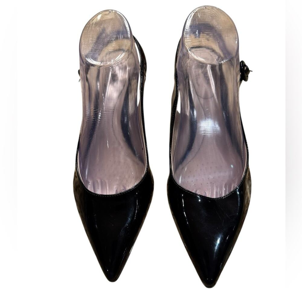 Life Stride Pearla Black Patent  Slingback Kitten Heels Womens 9.5